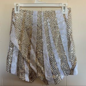 Indikah Asymmetrical Sequin Skirt